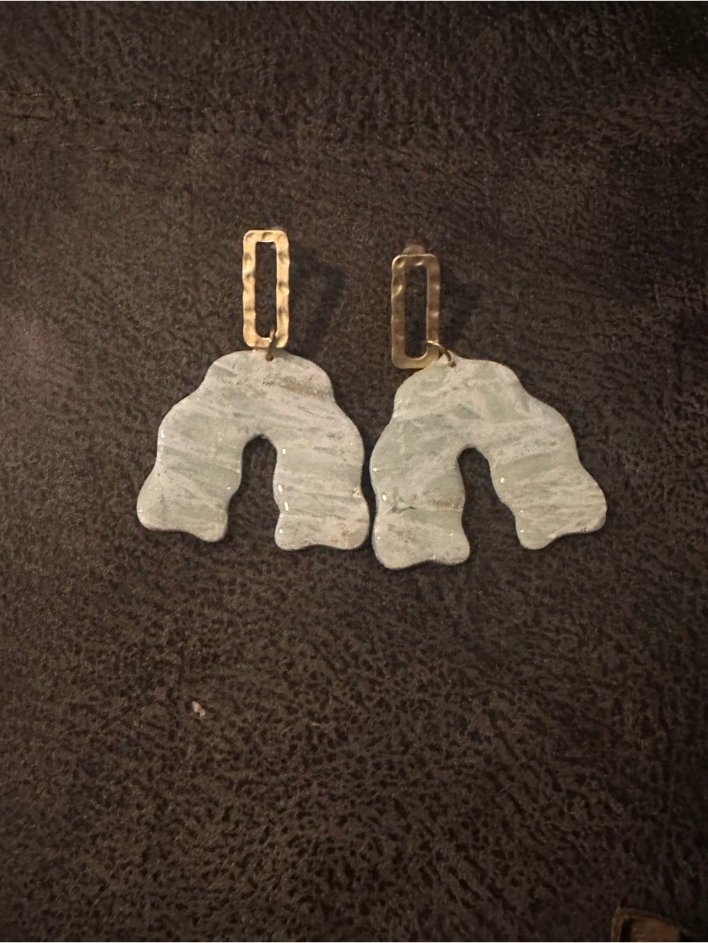 Handcrafted Mint Green Statement Earrings with Gold Accents